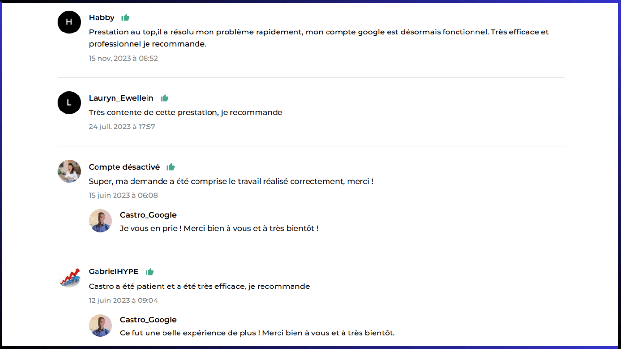 Capture d'avis clients